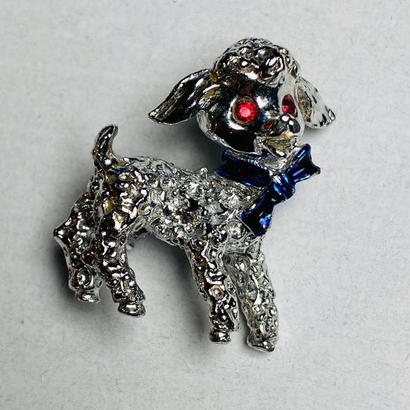80s/90s Vintage Silver Unisex Labradoodle Dog Pin - Picture 6 of 10